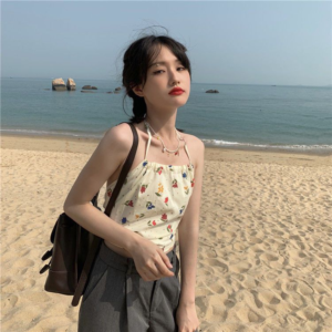 小花朵吊帶小背心