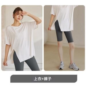 【台灣現貨】法式甜美 休閒運動套裝 女瑜珈 短袖上衣 短袖t恤 女裝 女上衣 女裝 衣服 寬鬆上衣 韓版t 夏季女裝