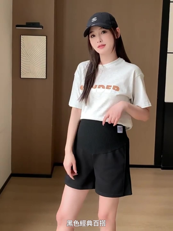 孕婦三分彈性托腹不勒肚外穿休閒寬褲孕婦裝短褲