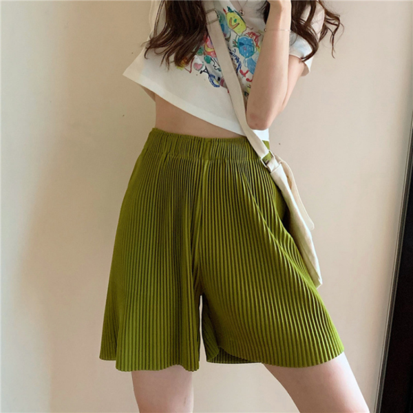 百褶寬休閒短褲寬鬆韓版五分褲
