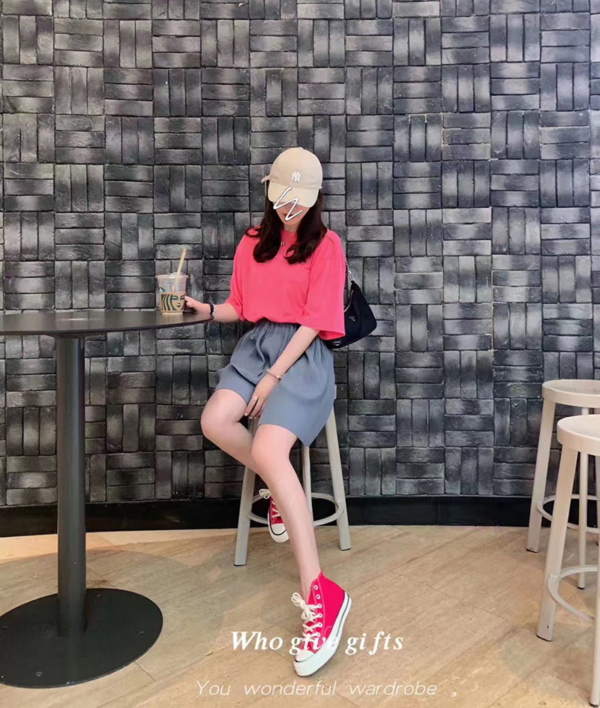 百褶寬休閒短褲寬鬆韓版五分褲