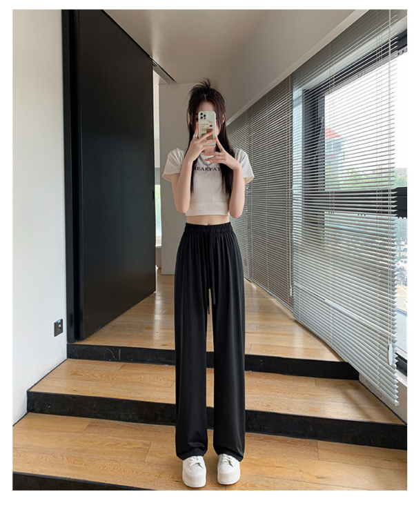 防曬冰絲闊腿涼涼褲薄款休閒直筒褲