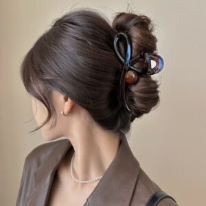 韓國亞克力髮夾女後腦勺盤髮夾子頭飾網紅珍珠抓夾氣質愛心鯊魚夾