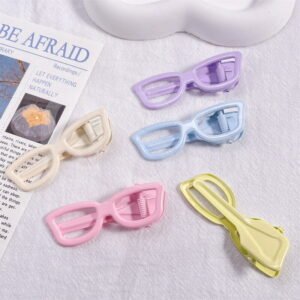 Y2K多巴胺!彩色金屬眼鏡髮夾 (搞怪/趣味) - 千禧辣妹墨鏡鴨嘴夾