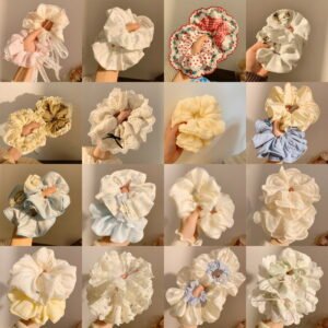 法式復古緞面大腸圈 (質感/高級感) - 韓系氣質低馬尾髮圈 / 大號